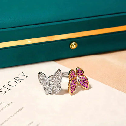 ˇGilded EraˇTWIN BUTTERFLY DIAMOND RING