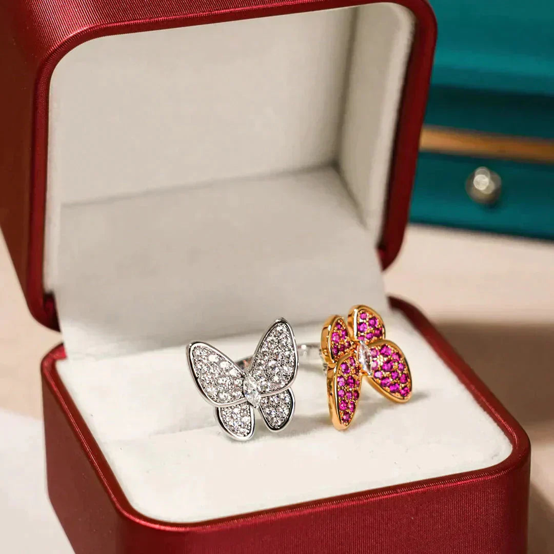 ˇGilded EraˇTWIN BUTTERFLY DIAMOND RING