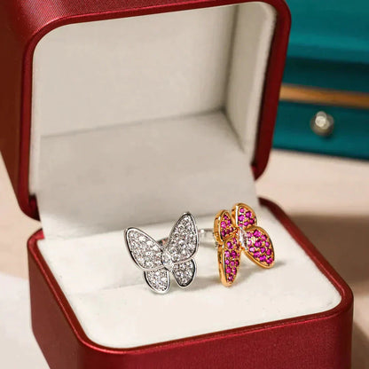 ˇGilded EraˇTWIN BUTTERFLY DIAMOND RING