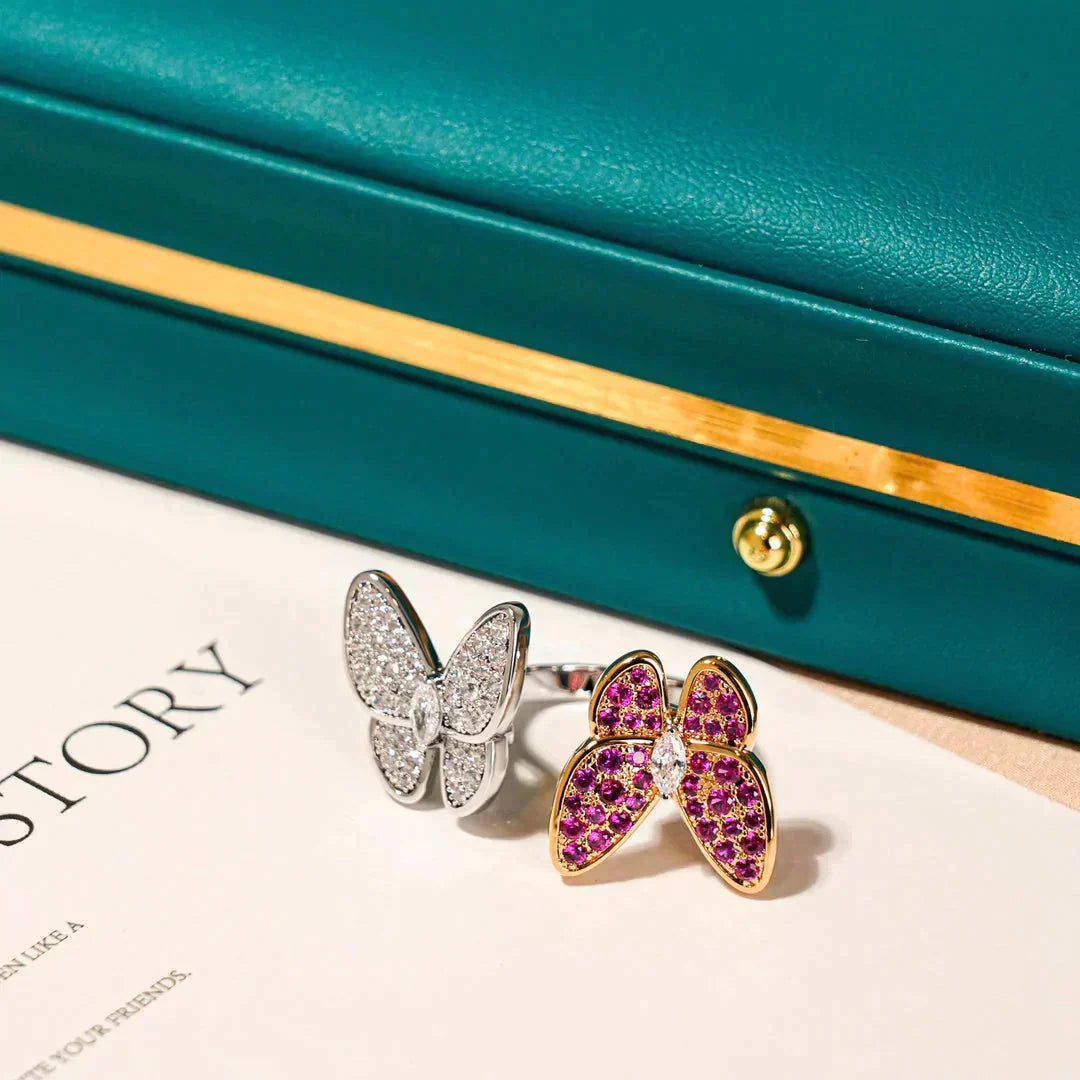 ˇGilded EraˇTWIN BUTTERFLY DIAMOND RING