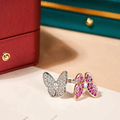 ˇGilded EraˇTWIN BUTTERFLY DIAMOND RING