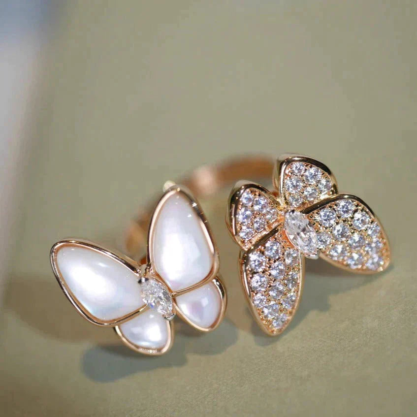 ˇGilded EraˇTWIN BUTTERFLY DIAMOND MOP RING