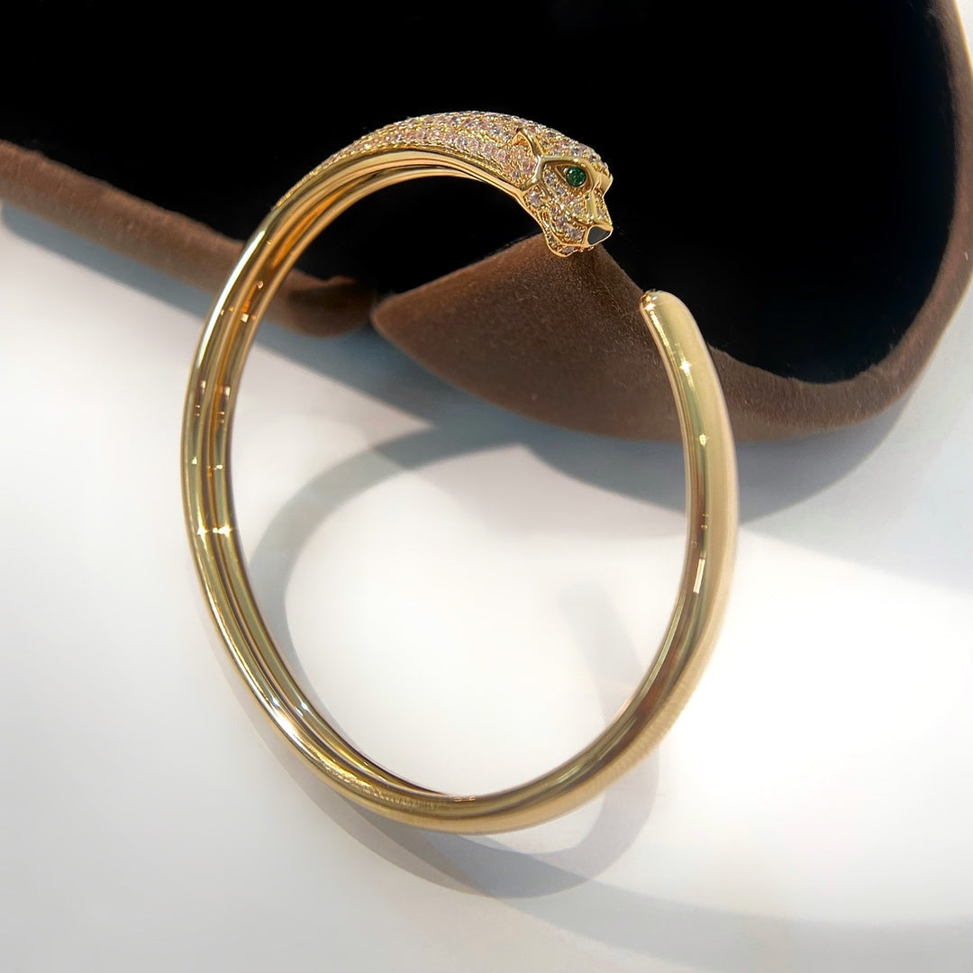 ˇGilded EraˇPANTHERE GOLD DIAMOND OPEN BRACELET