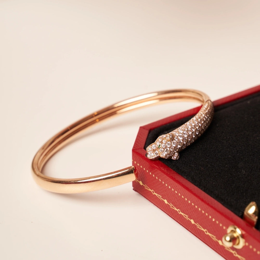 ˇGilded EraˇPANTHERE ROSE GOLD DIAMOND OPEN BRACELET