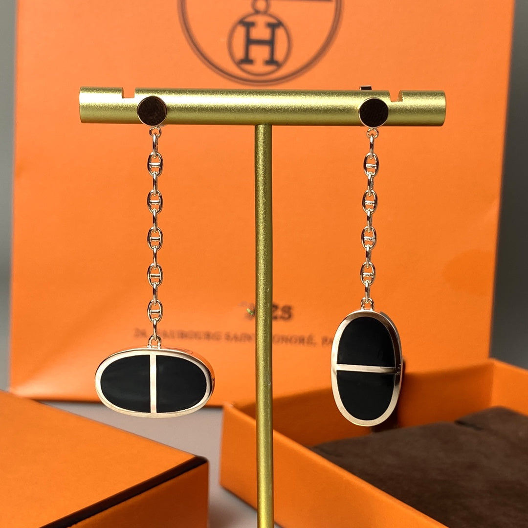 ˇGilded EraˇCHAINE VERSO BLACK CERAMIC EARRINGS
