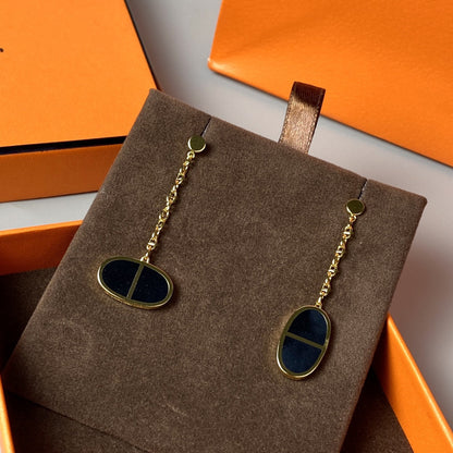 ˇGilded EraˇCHAINE VERSO BLACK CERAMIC EARRINGS