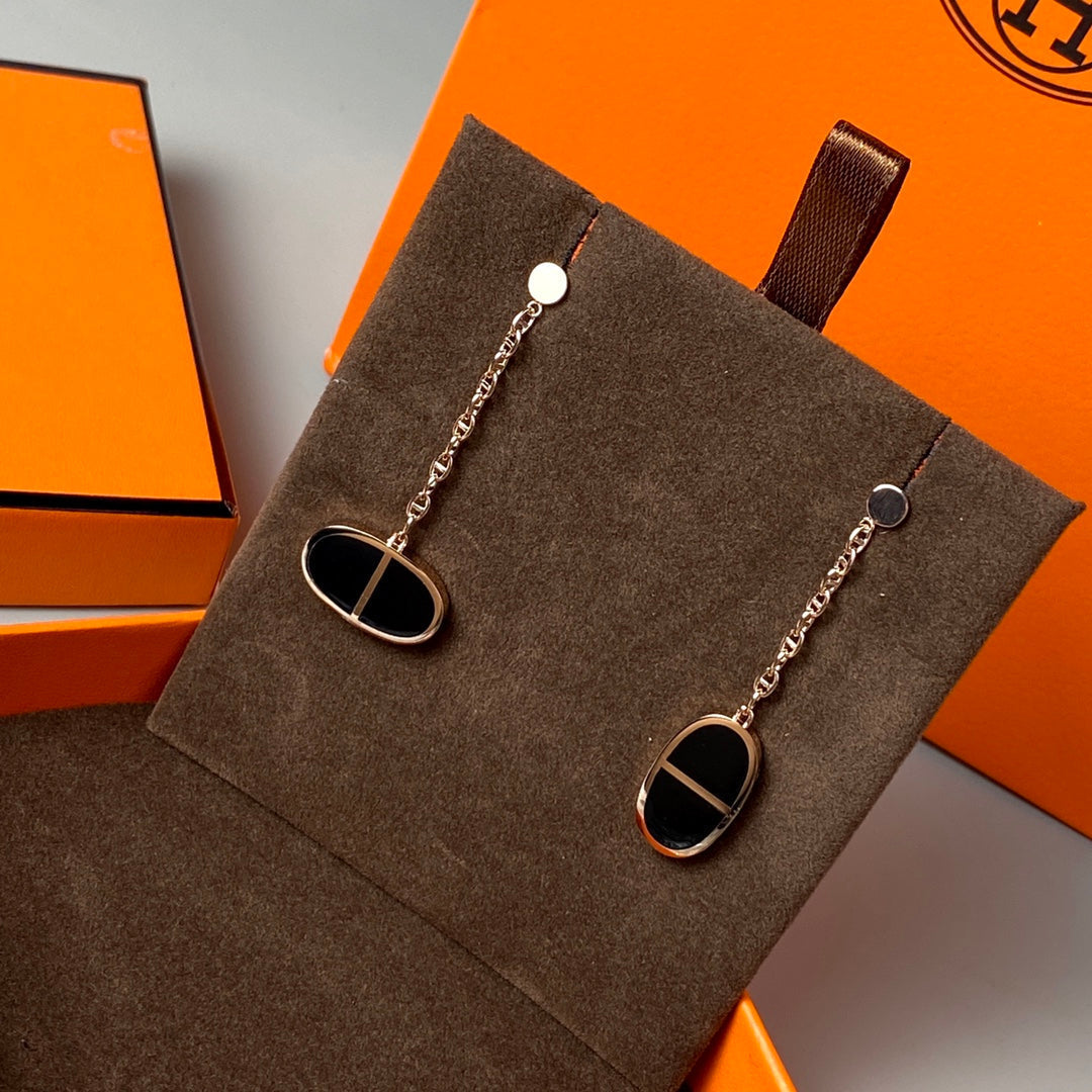 ˇGilded EraˇCHAINE VERSO BLACK CERAMIC EARRINGS