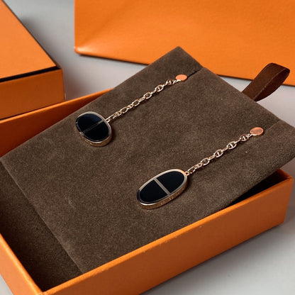 ˇGilded EraˇCHAINE VERSO BLACK CERAMIC EARRINGS