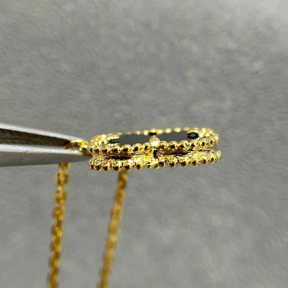 ˇGilded EraˇCLOVER 15MM BLACK ONYX SINGLE FLOWER NECKLACE