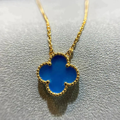 ˇGilded EraˇCLOVER 15MM BLUE AGATE NECKLACE