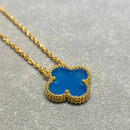 ˇGilded EraˇCLOVER 15MM BLUE AGATE NECKLACE