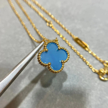 ˇGilded EraˇCLOVER 15MM BLUE AGATE NECKLACE