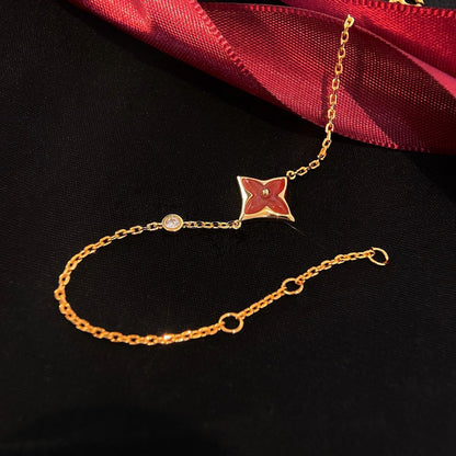 ˇGilded EraˇCOLOR STAR CARNELIAN PINK GOLD DIAMOND BRACELET