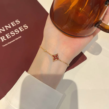 ˇGilded EraˇCOLOR STAR CARNELIAN PINK GOLD DIAMOND BRACELET