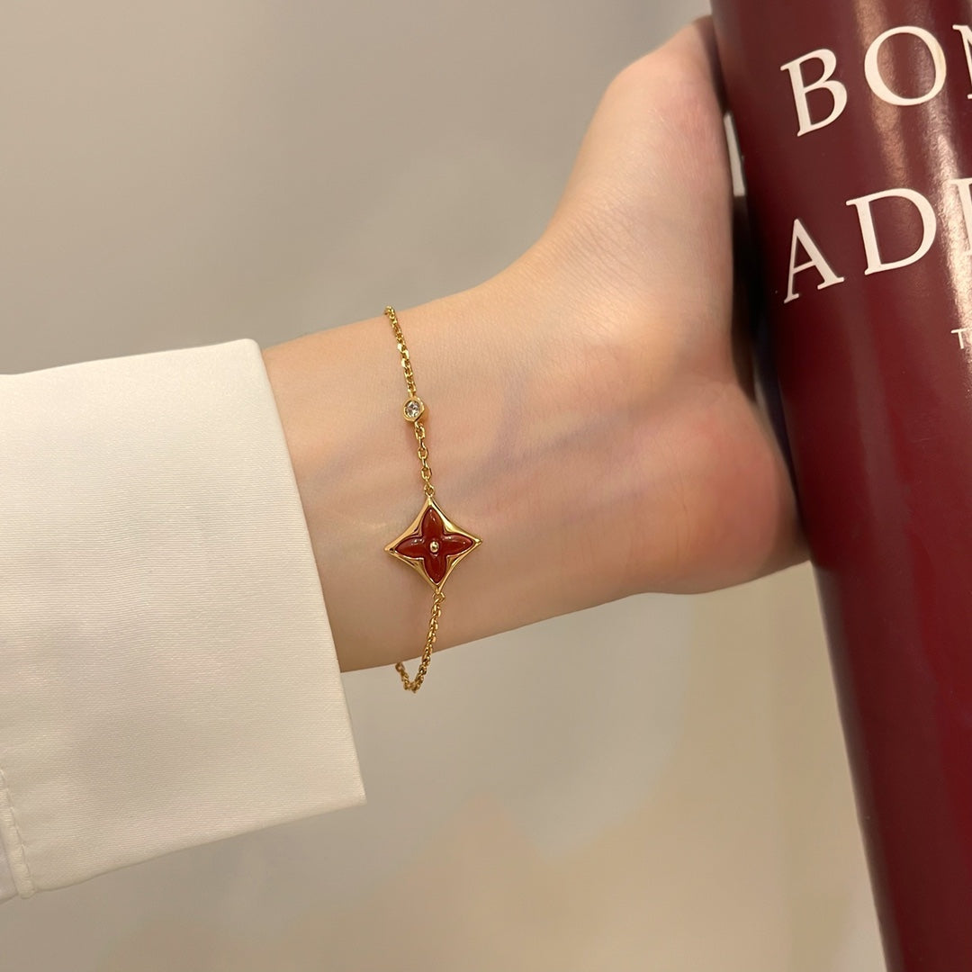 ˇGilded EraˇCOLOR STAR CARNELIAN PINK GOLD DIAMOND BRACELET
