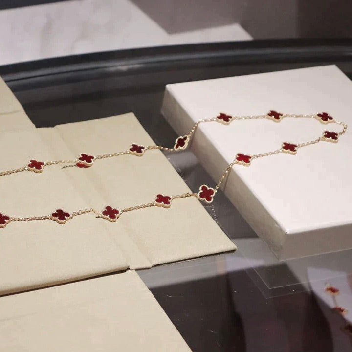 ˇGilded EraˇCLOVER 20 MOTIFS CARNELIAN NECKLACE