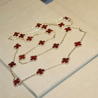 ˇGilded EraˇCLOVER 20 MOTIFS CARNELIAN NECKLACE