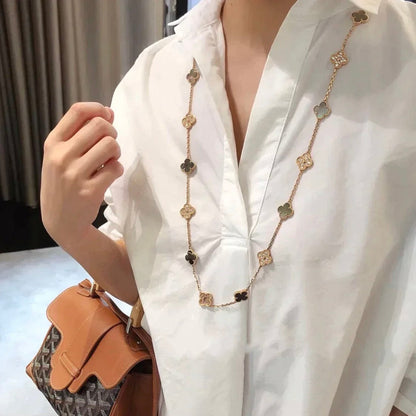 ˇGilded EraˇCLOVER 20 MOTIFS DARK MOP DIAMOND  NECKLACE