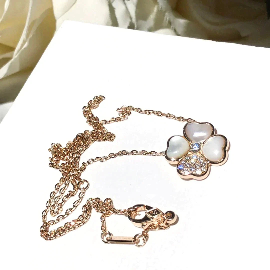 ˇGilded EraˇCLOVER MOP DIAMOND ROSE GOLD NECKLACE