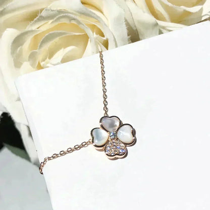 ˇGilded EraˇCLOVER MOP DIAMOND ROSE GOLD NECKLACE