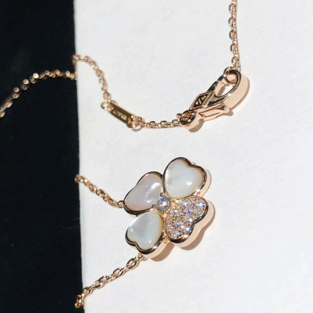 ˇGilded EraˇCLOVER MOP DIAMOND ROSE GOLD NECKLACE