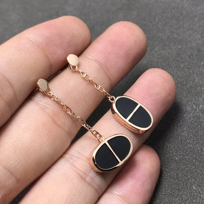 ˇGilded EraˇCHAINE VERSO BLACK CERAMIC SILVER EARRINGS
