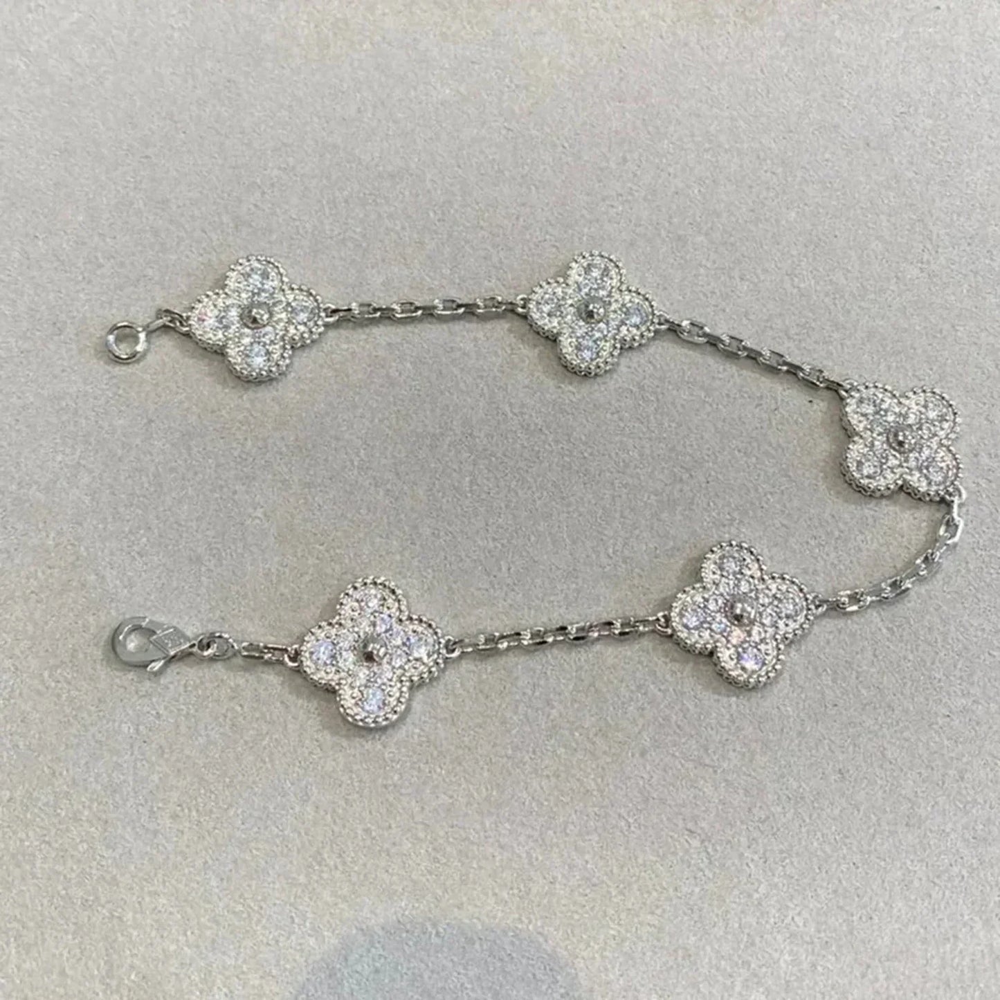 ˇGilded EraˇCLOVER 5 MOTIFS  DIAMOND BRACELET SILVER