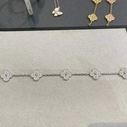 ˇGilded EraˇCLOVER 5 MOTIFS  DIAMOND BRACELET SILVER