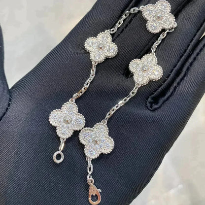 ˇGilded EraˇCLOVER 5 MOTIFS  DIAMOND BRACELET SILVER