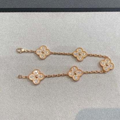 ˇGilded EraˇCLOVER 5 MOTIFS  FULL DIAMOND BRACELET