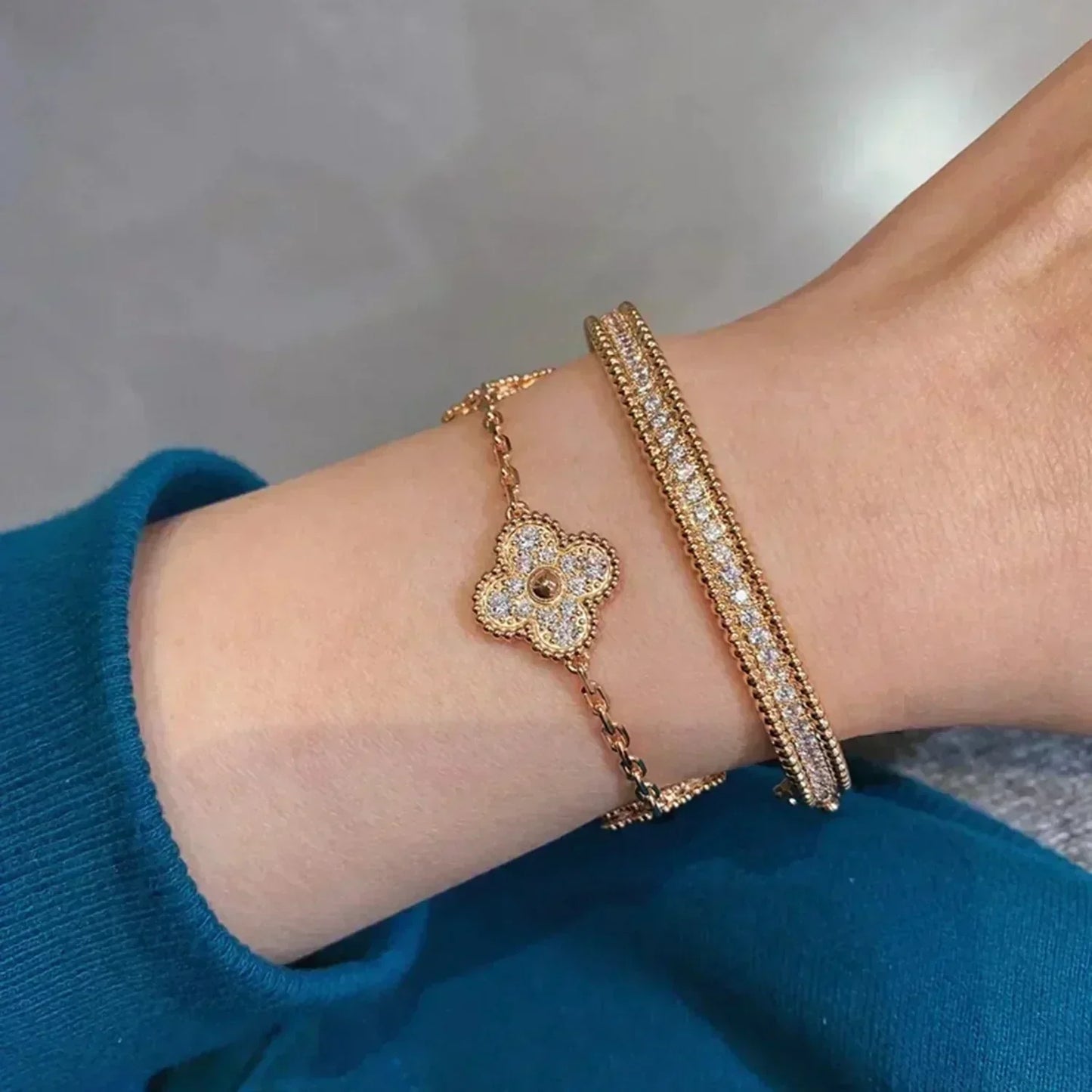 ˇGilded EraˇCLOVER 5 MOTIFS  FULL DIAMOND BRACELET