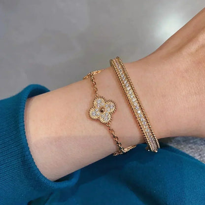 ˇGilded EraˇCLOVER 5 MOTIFS  FULL DIAMOND BRACELET