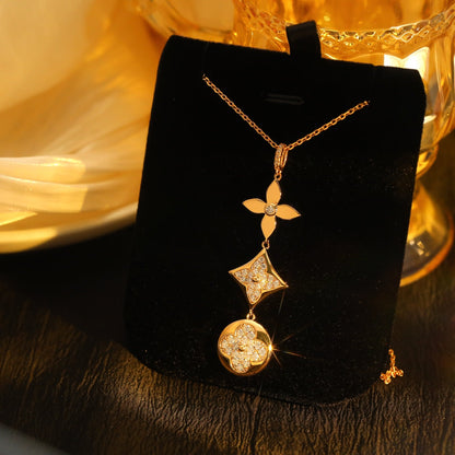 ˇGilded EraˇSTAR AND SUN DIAMOND PINK GOLD NECKLACE