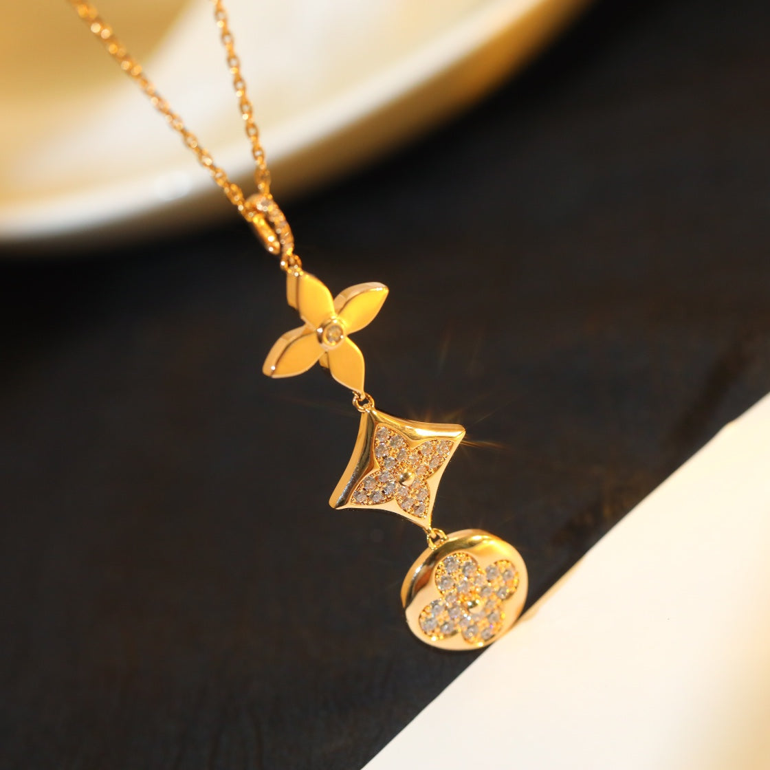 ˇGilded EraˇSTAR AND SUN DIAMOND PINK GOLD NECKLACE