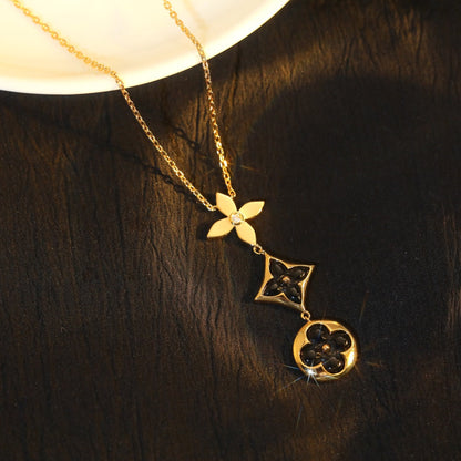 ˇGilded EraˇSTAR AND SUN ONYX PINK GOLD NECKLACE