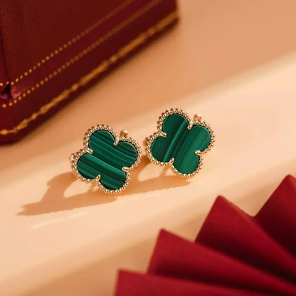 ˇGilded EraˇCLOVER MEDIUM 1 MOTIFS MALACHITE  EARRINGS