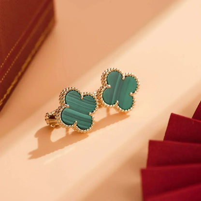 ˇGilded EraˇCLOVER MEDIUM 1 MOTIFS MALACHITE  EARRINGS