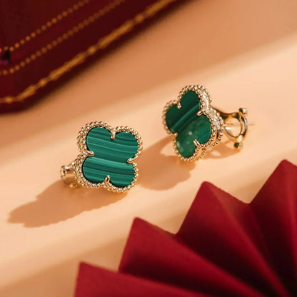 ˇGilded EraˇCLOVER MEDIUM 1 MOTIFS MALACHITE  EARRINGS