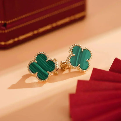 ˇGilded EraˇCLOVER MEDIUM 1 MOTIFS MALACHITE  EARRINGS