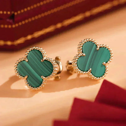 ˇGilded EraˇCLOVER MEDIUM 1 MOTIFS MALACHITE  EARRINGS