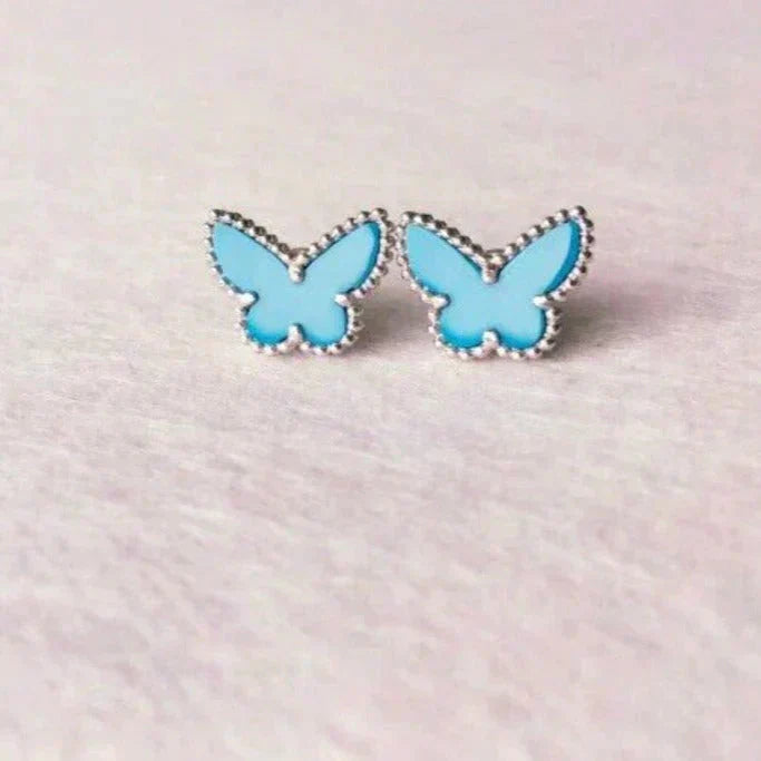 ˇGilded EraˇBUTTERFLY TURQUOISE EARRINGS SILVER