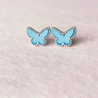 ˇGilded EraˇBUTTERFLY TURQUOISE EARRINGS SILVER