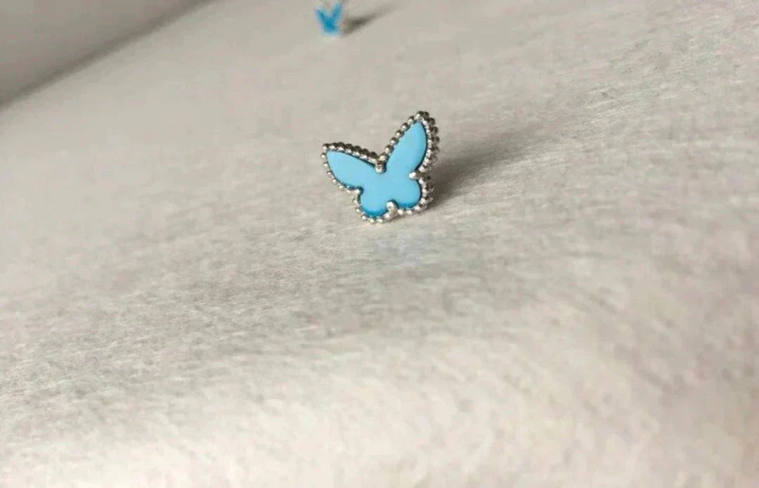 ˇGilded EraˇBUTTERFLY TURQUOISE EARRINGS SILVER
