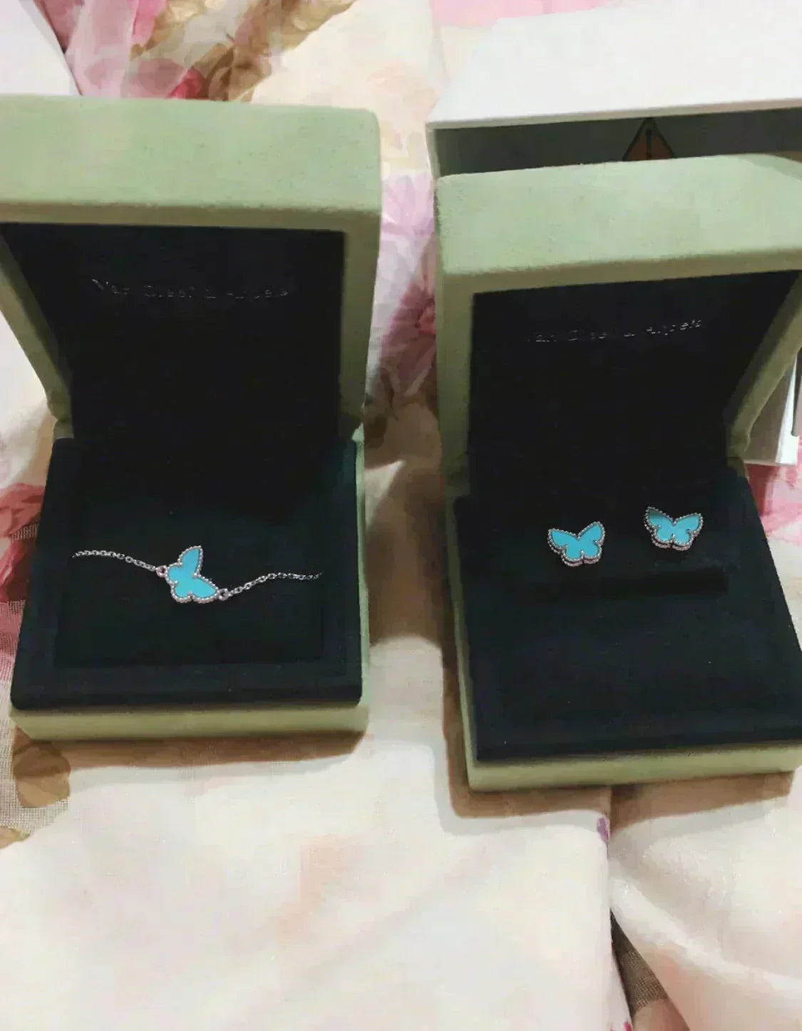 ˇGilded EraˇBUTTERFLY TURQUOISE EARRINGS SILVER