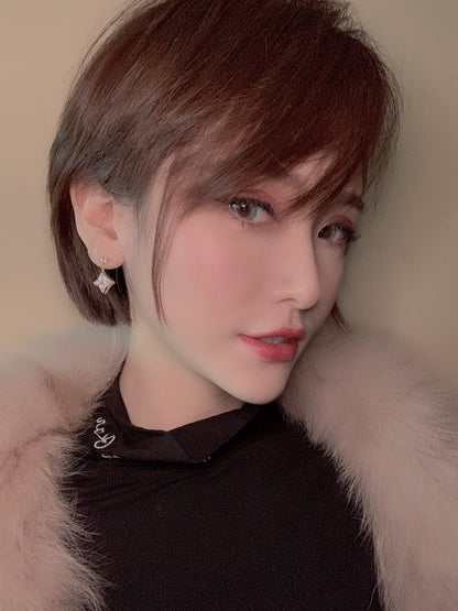 ˇGilded EraˇDOUBLE STAR PINK GOLD MOP DROP EARRINGS