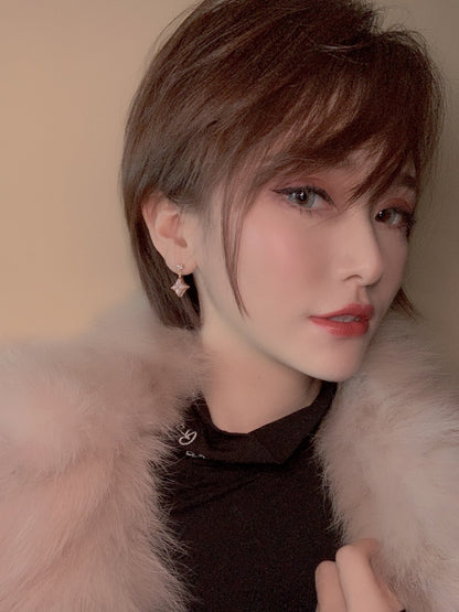 ˇGilded EraˇDOUBLE STAR PINK GOLD MOP DROP EARRINGS