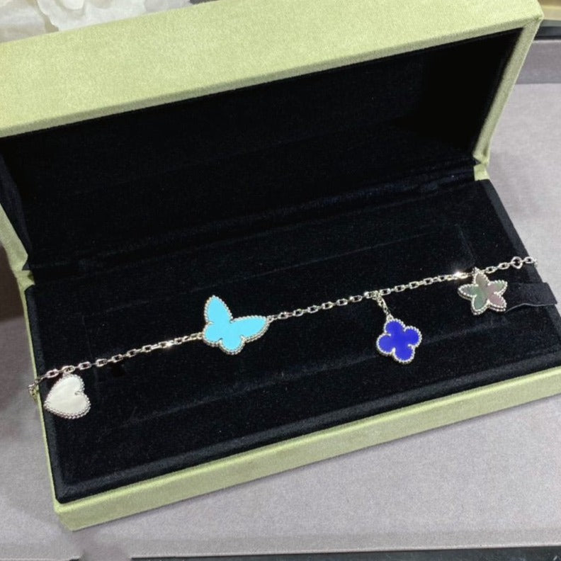 ˇGilded EraˇLUCKY SPRING SILVER BRACELET 4 MOTIF