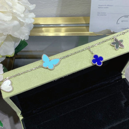 ˇGilded EraˇLUCKY SPRING SILVER BRACELET 4 MOTIF