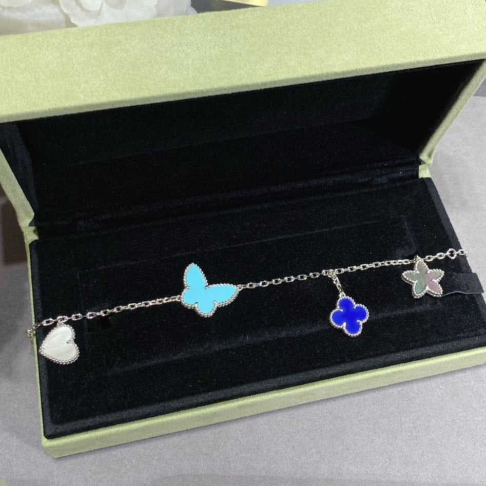 ˇGilded EraˇLUCKY SPRING SILVER BRACELET 4 MOTIF