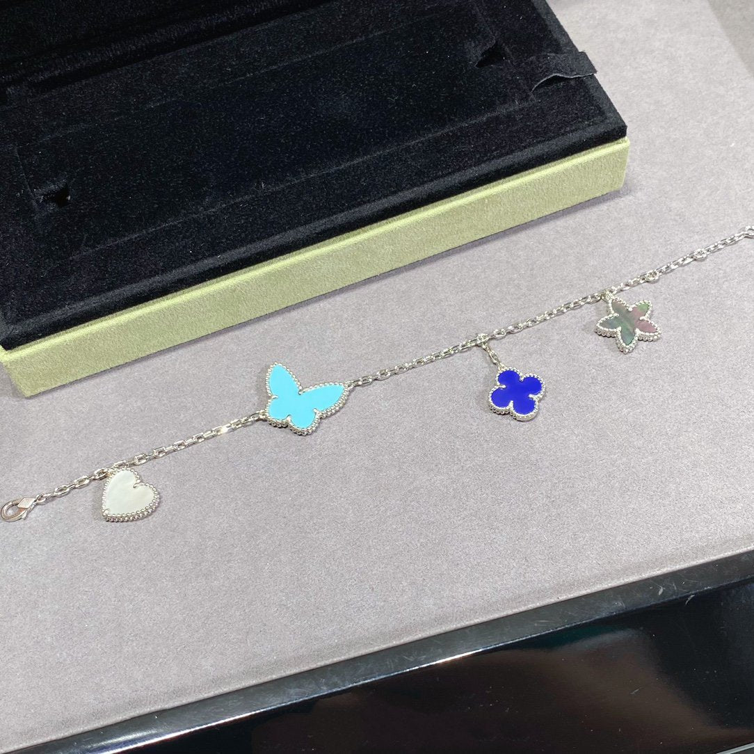 ˇGilded EraˇLUCKY SPRING SILVER BRACELET 4 MOTIF